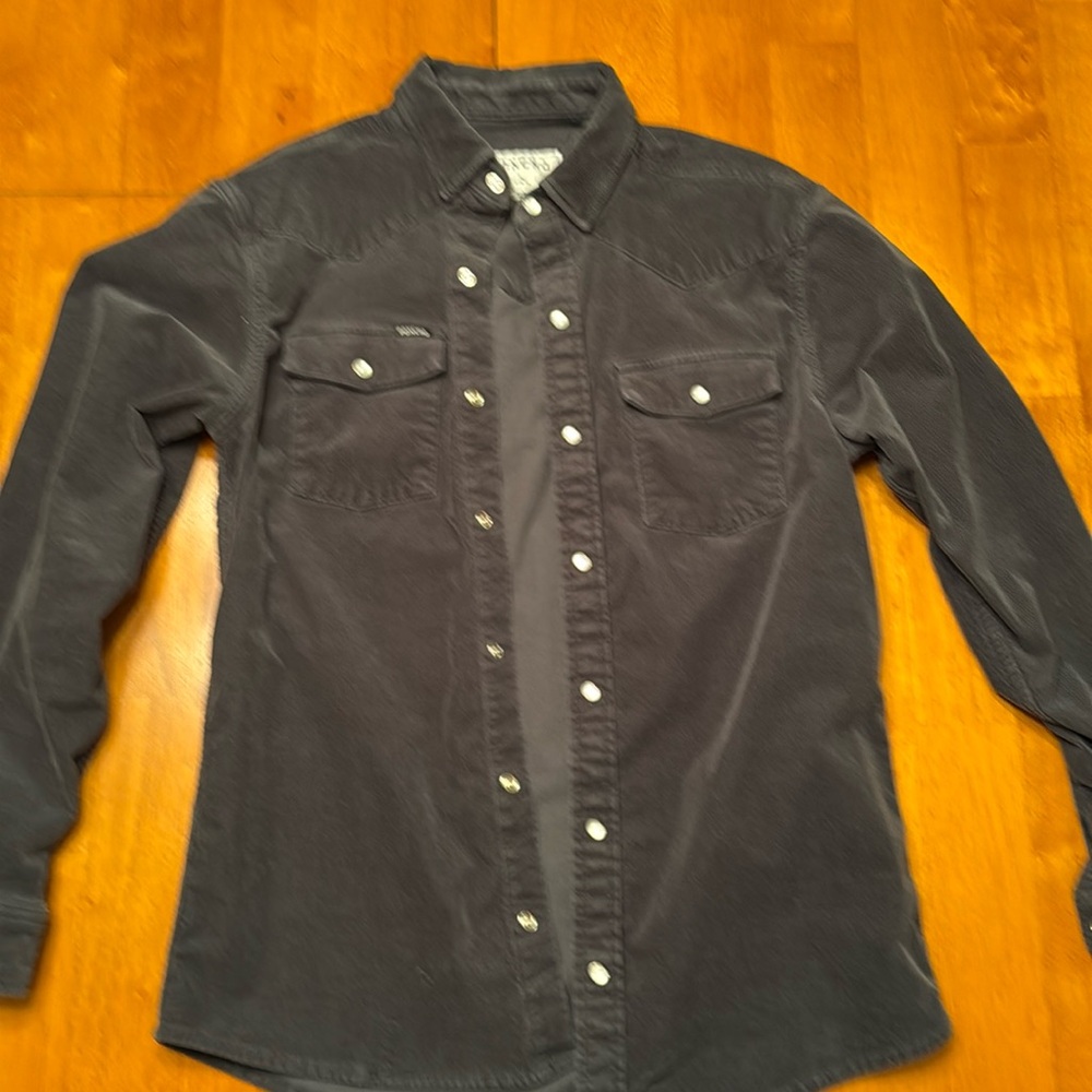 Poncho Corduroy Long Sleeve Blue Shirt M Slim Fit Western Snaps
Like New